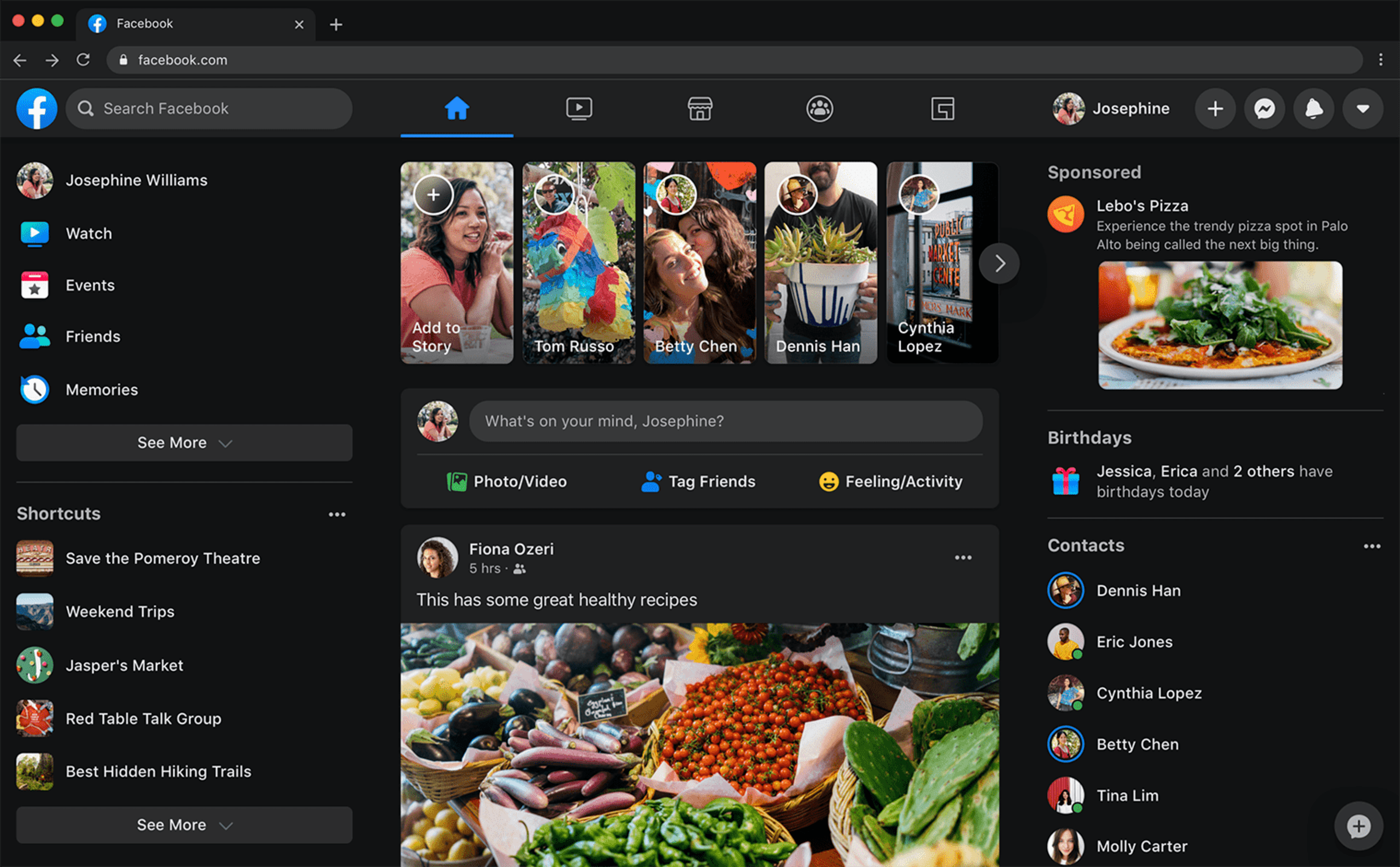 The New Facebook (Dark Mode)